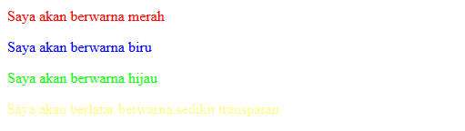 Contoh Warna Teks
